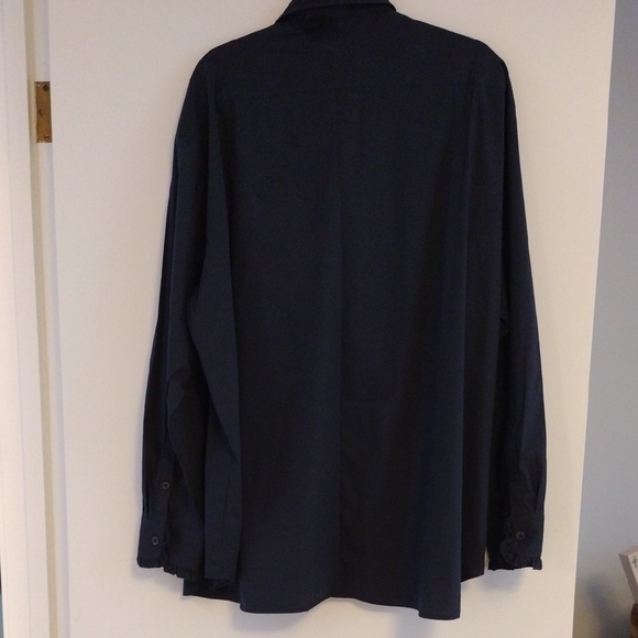 Tibi Easy Tuxedo Shirt Navy Blue Italian Cotton Nylon Poplin Ruffle Size XL - Picture 14 of 14